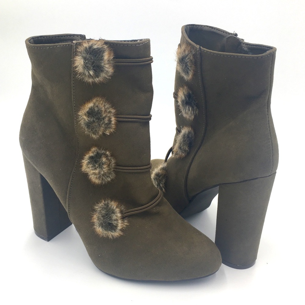 Just Fab Women's Green Platform Heels Zipper Boots